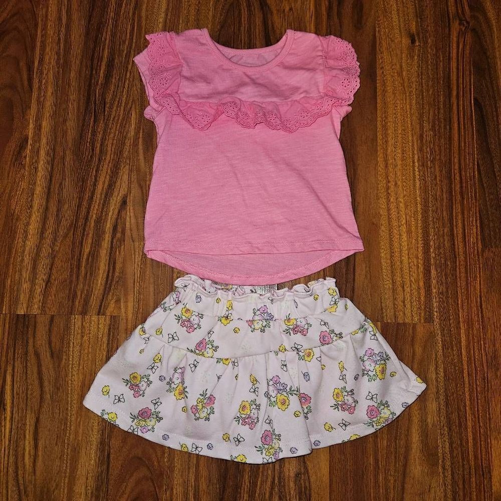 5 For $25 Members Mark Pink Floral Skort and Top Outfit Baby Size 18 Months